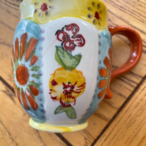 Colorful ! Biscuit for Anthropologie Coffee Mug or Cup 10 oz Sunflowers Pansies - Picture 2 of 5